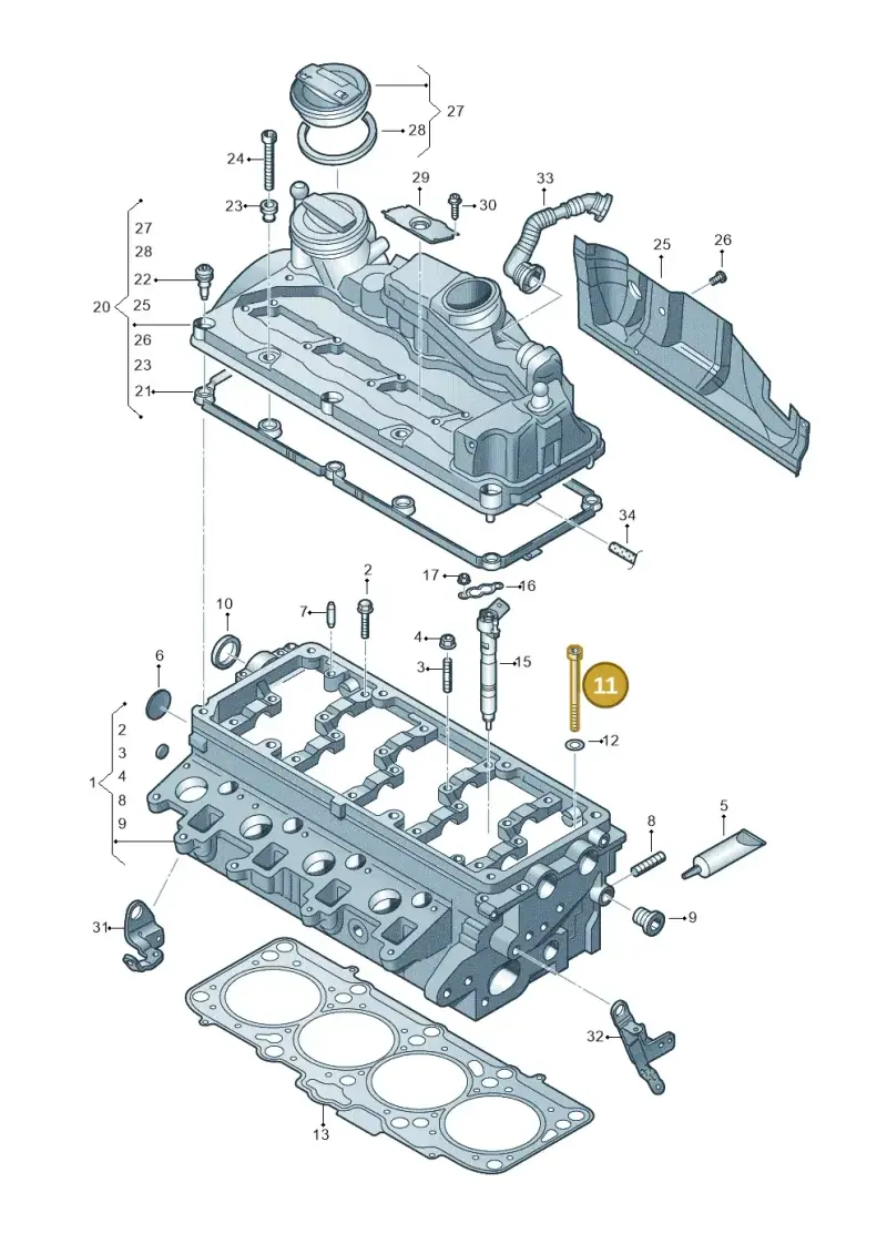 WHT002131A — Volkswagen DIES.-IND.-MOT.1,9>2,0 08> (2007-) diagram 634103600, position 11