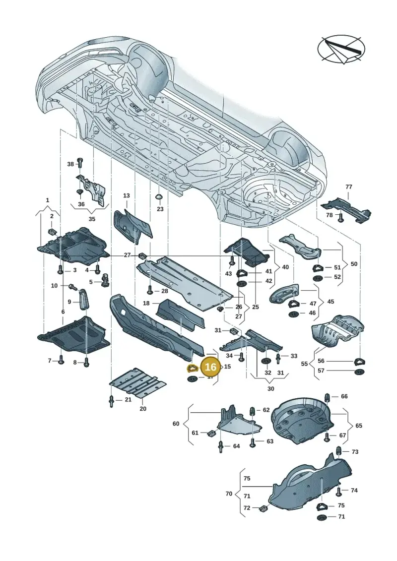WHT003386 — Volkswagen Passat estate (2023-) diagram 3j0825000, position 16