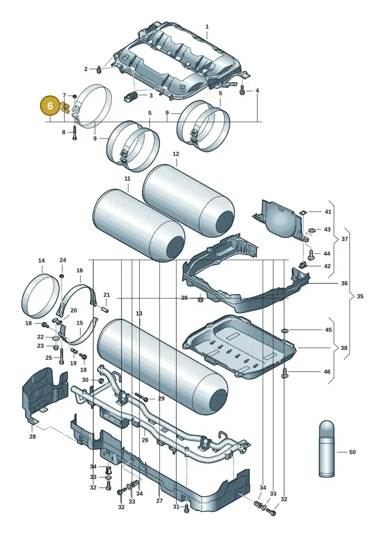 WHT006404 — Volkswagen Golf 2.0 BlueMotion (2019-2024) diagram 5h0201010, position 6