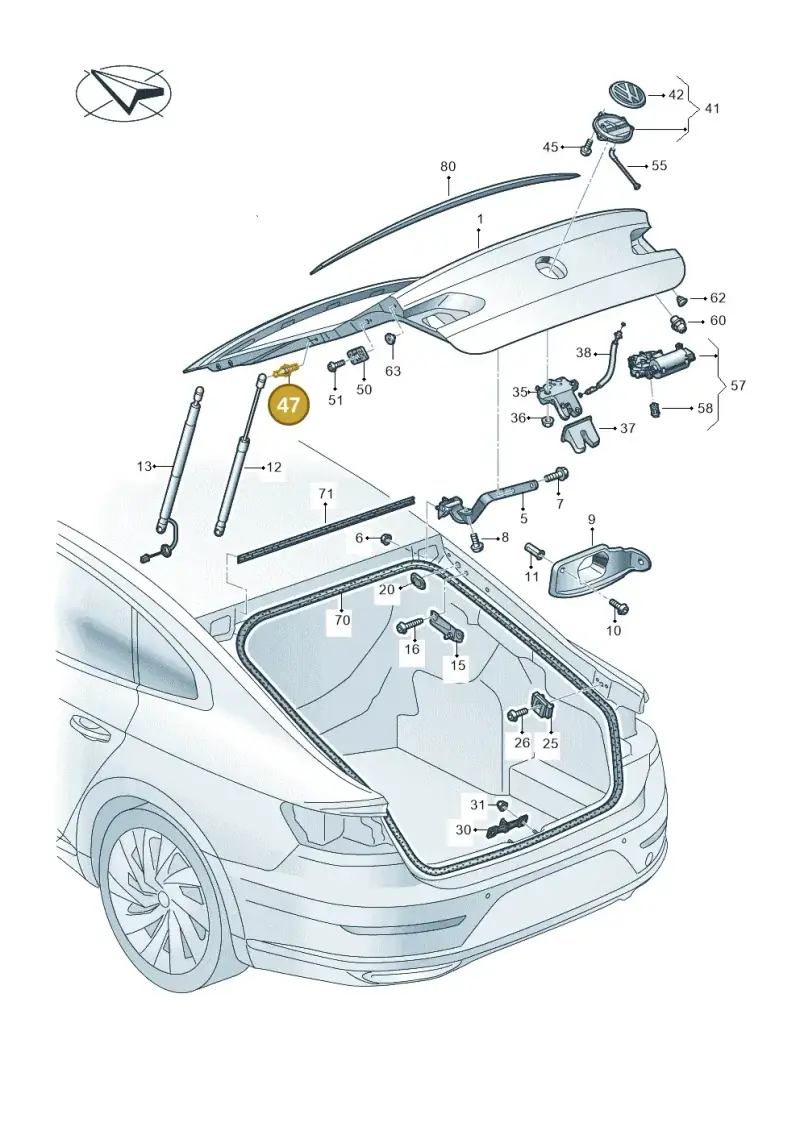 WHT006581A — Volkswagen Arteon (2017-2023) diagram 828827000, position 47