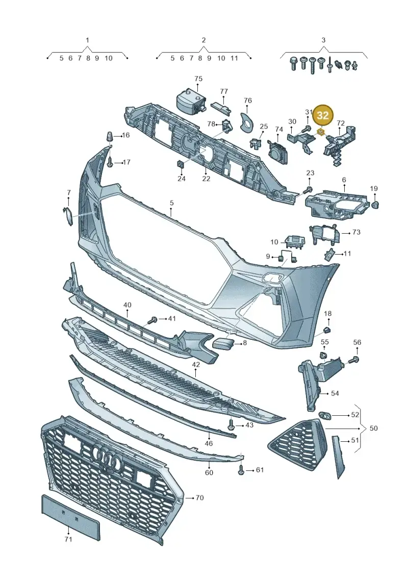 WHT007389 — Audi RS7 Sportback (2019-2025) diagram 538807100, position 32