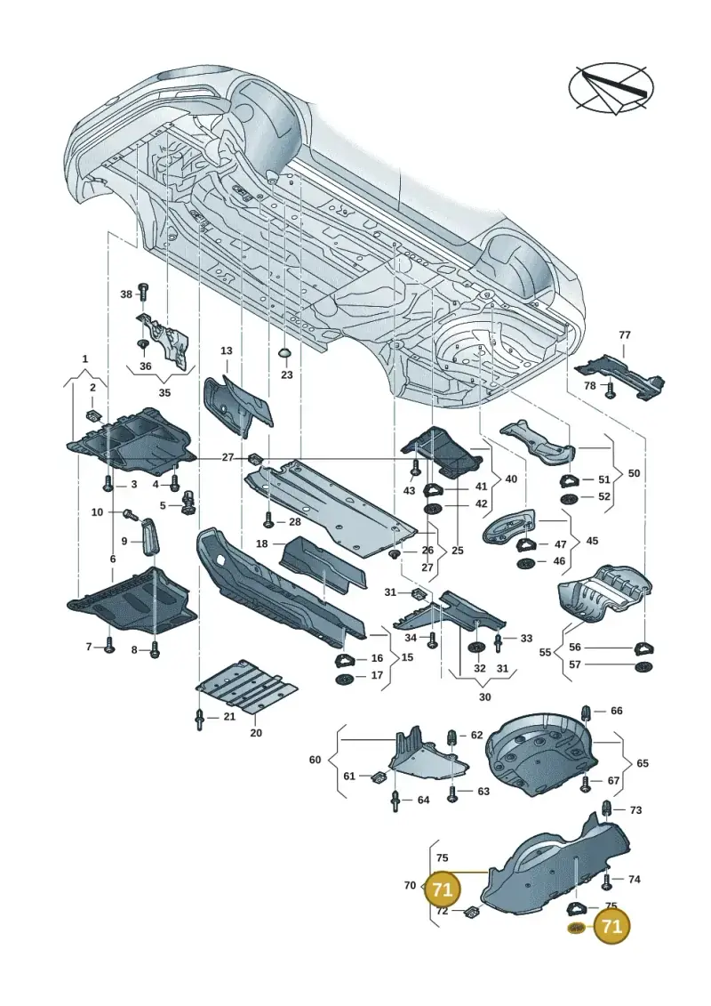 WHT007663 — Volkswagen Passat estate (2023-) diagram 3j0825000, position 71