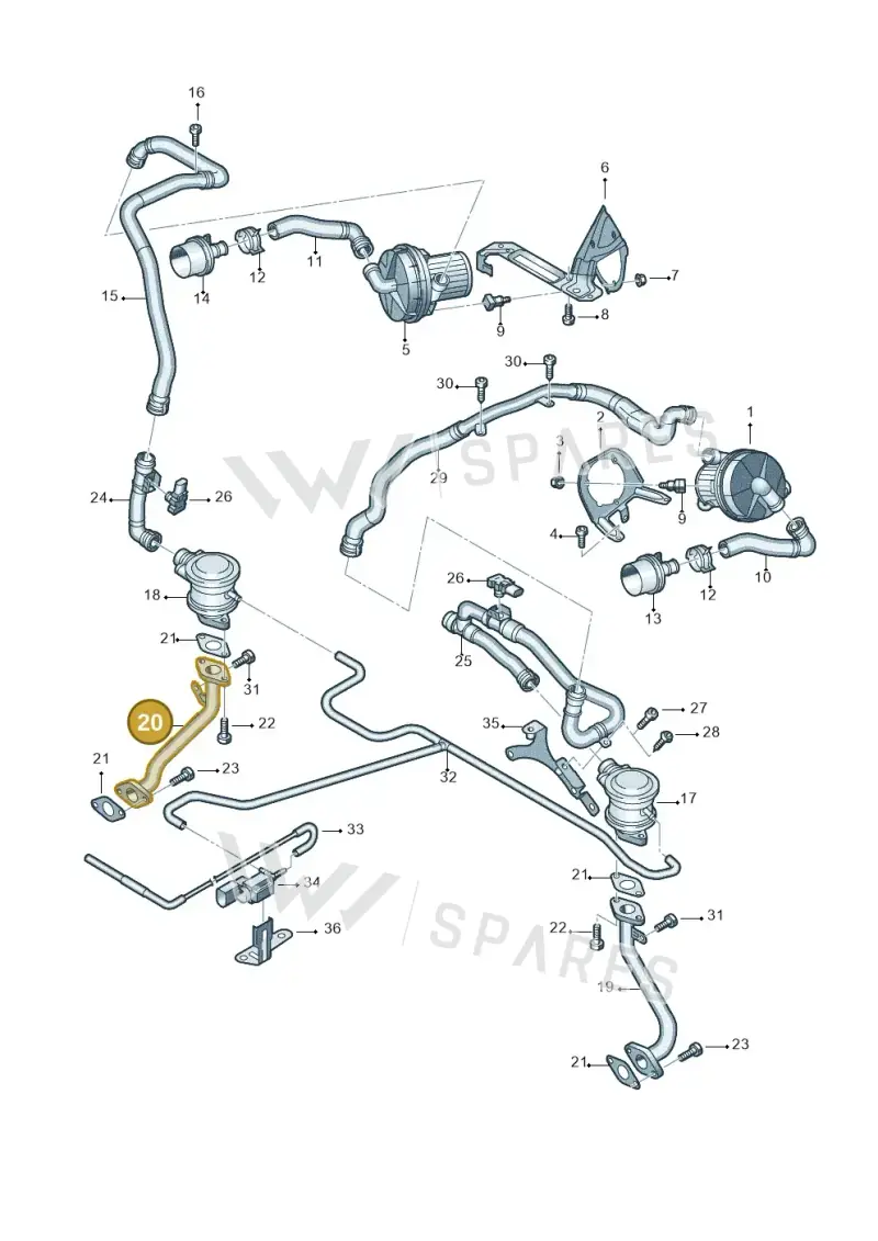 079131166E Audi Secondary Air Injection Pipe