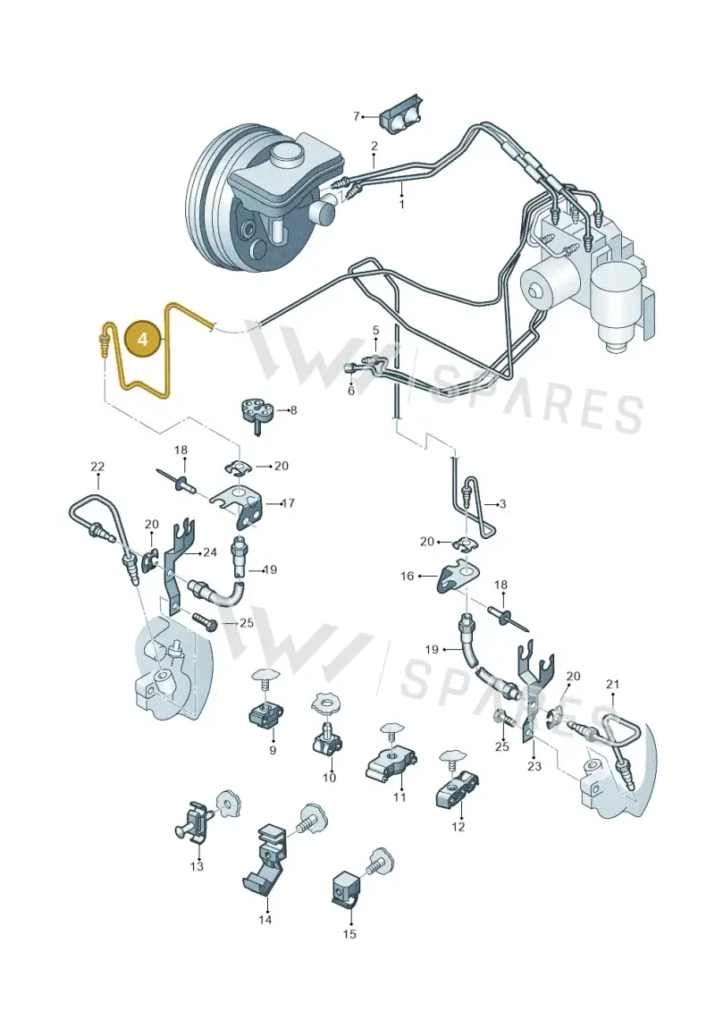4E0614724BA Audi Hydraulic System Hose