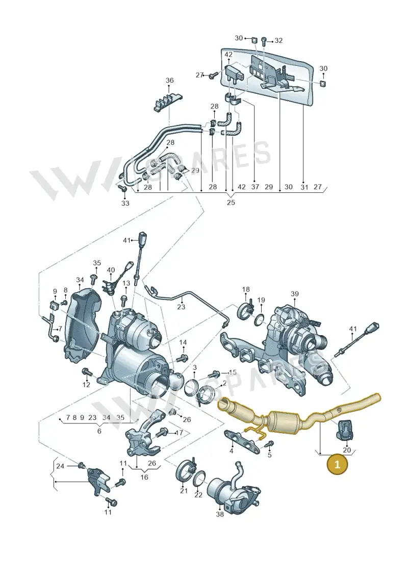 3Q0254300NX Volkswagen Exhaust Pipe with Catalytic Converter
