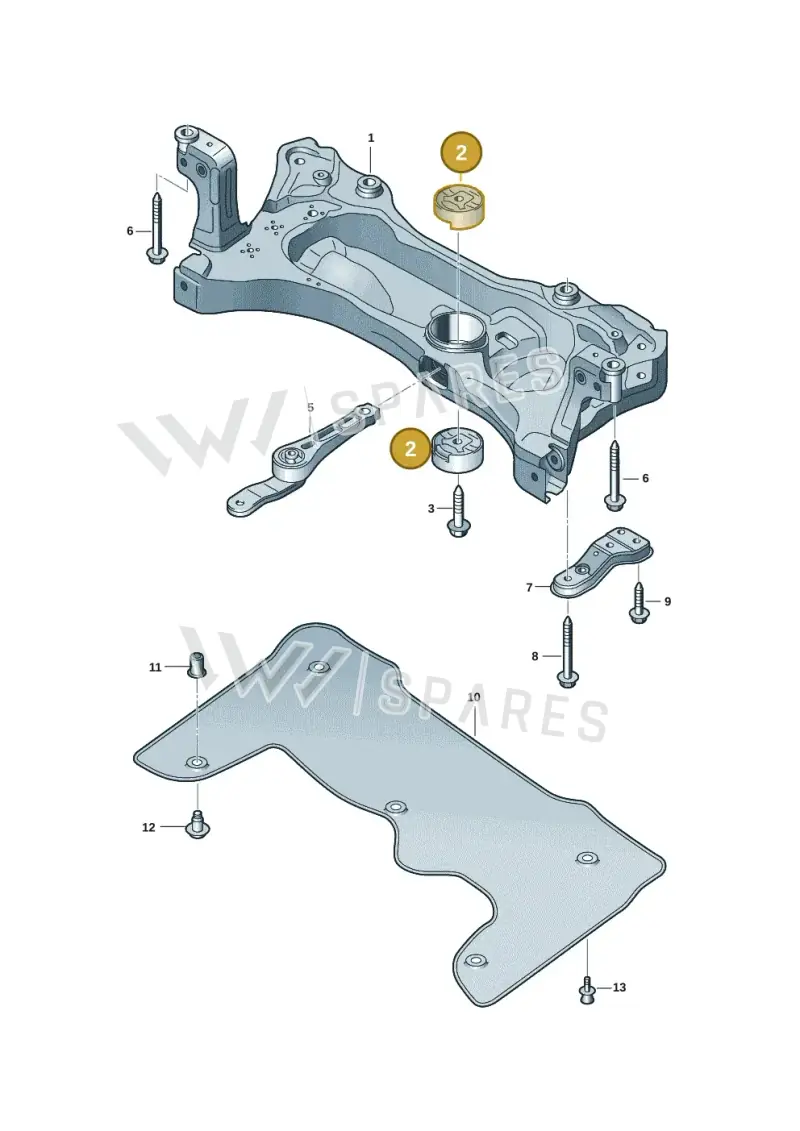 5Q0199868C Volkswagen Front Upper Subframe Rubber Bearing
