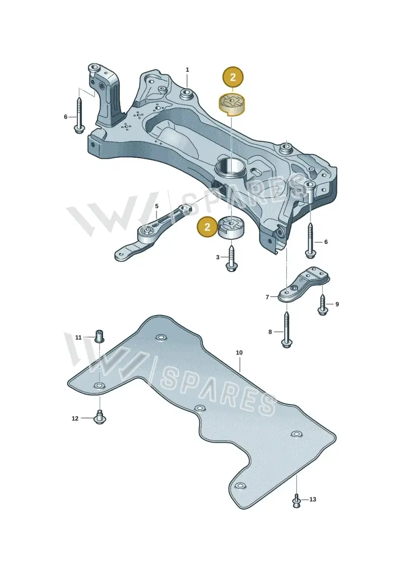 5Q0199868J Volkswagen Front Upper Subframe Rubber Bearing