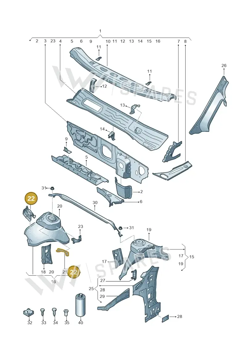 5WA810812A Volkswagen Bearing Fix. for Engine Support