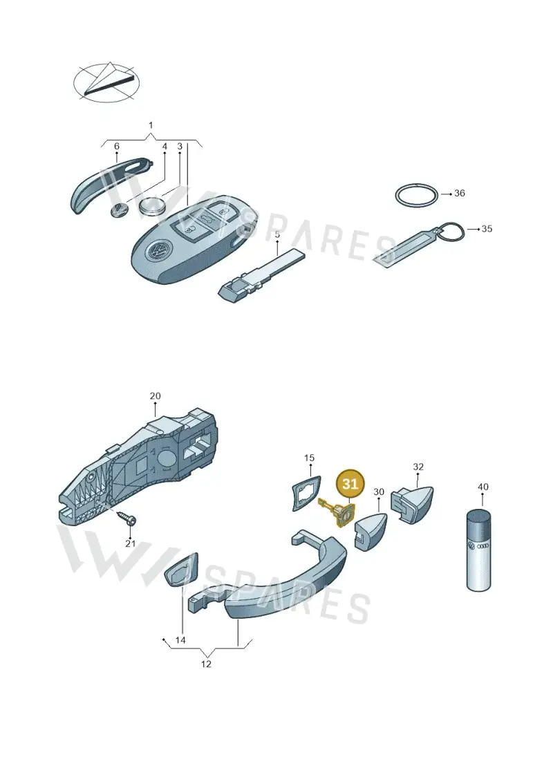 7P6837167BY Volkswagen Lock Cylinder With Housing