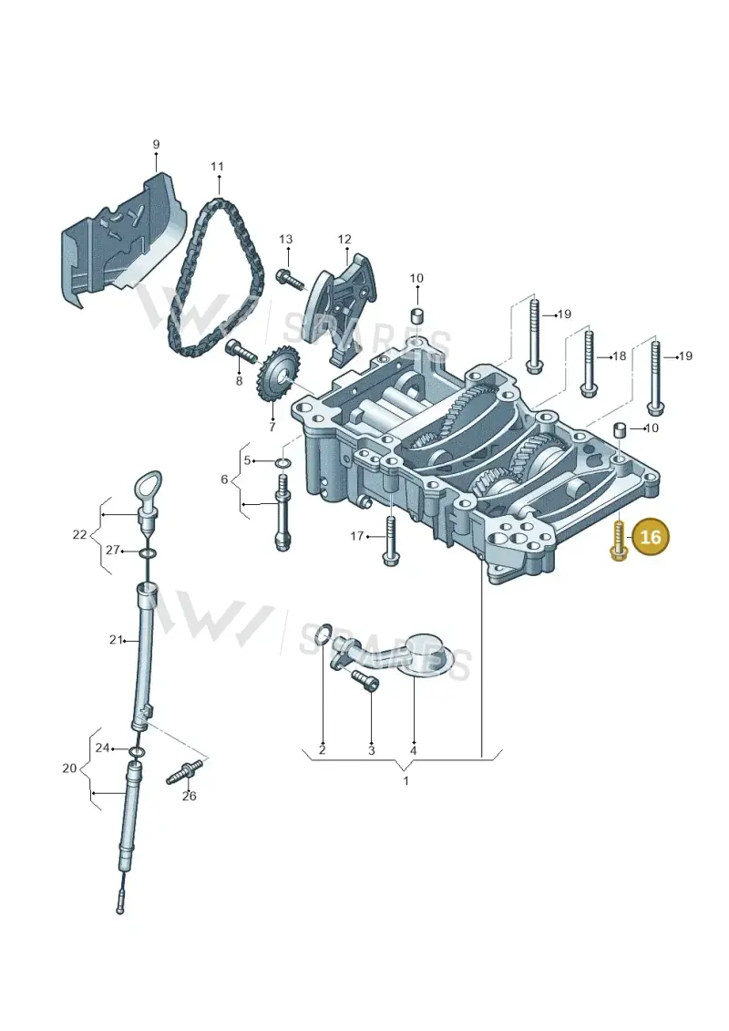 WHT000006 Volkswagen Hex Collared Bolt