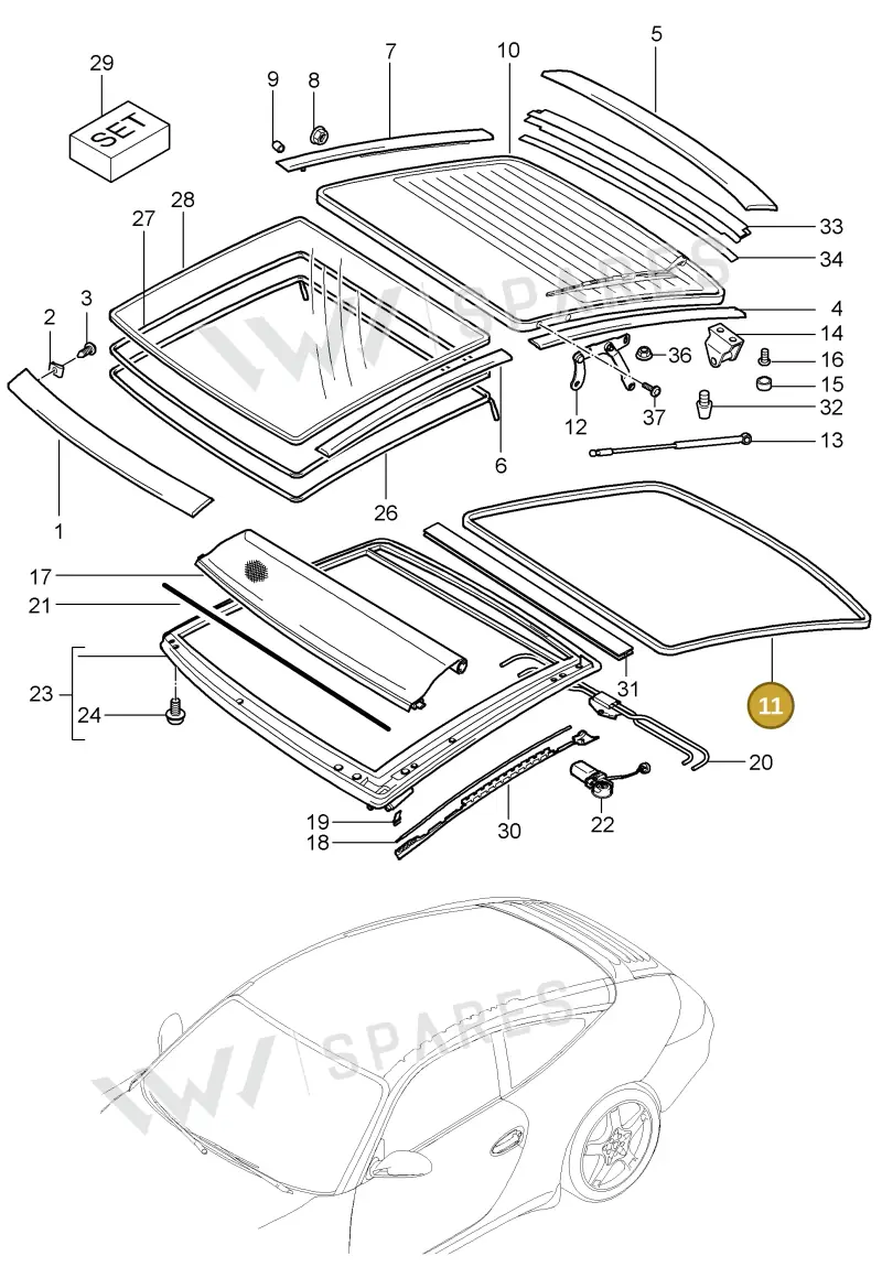 99656233700 — Porsche Carrera 4 Cabrio (2004-2008) diagram p26811003, position 11