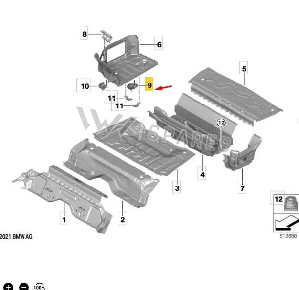 41008495843 BMW SCR Reservoir Bracket (Rear Left)