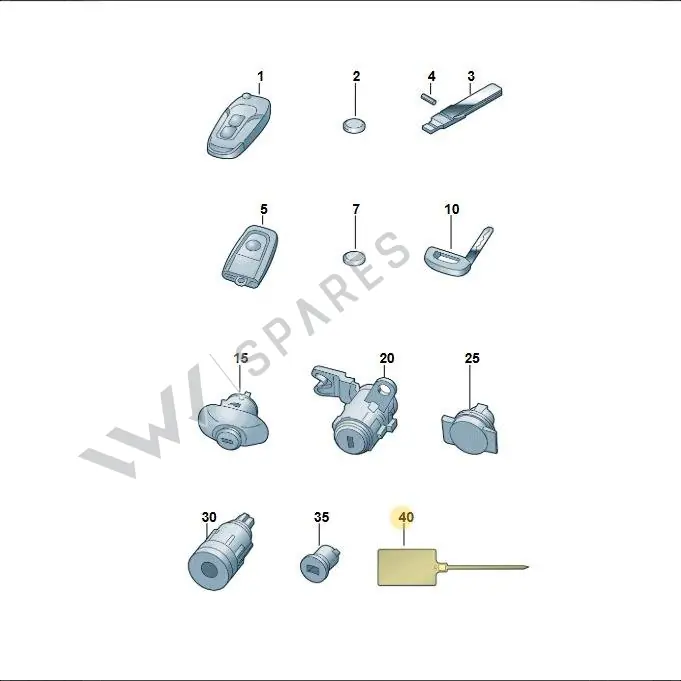 2HJ800375AJ Volkswagen Lock Cylinder Set