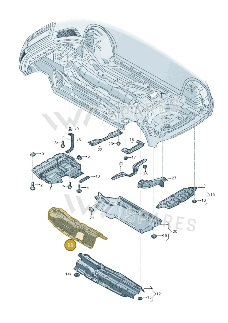 8X0825671K Audi Heat Shield for Tunnel