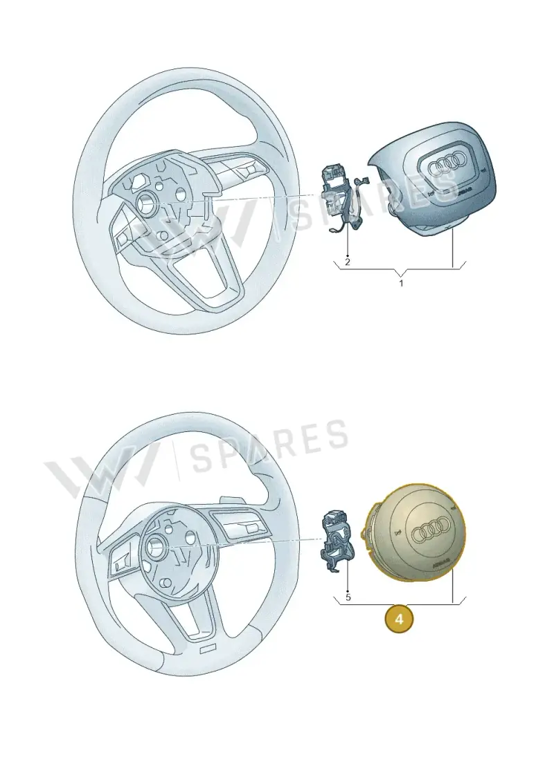 8Y0880201F6PS Audi Airbag Unit for Steering Wheel (Soul Black 6PS)