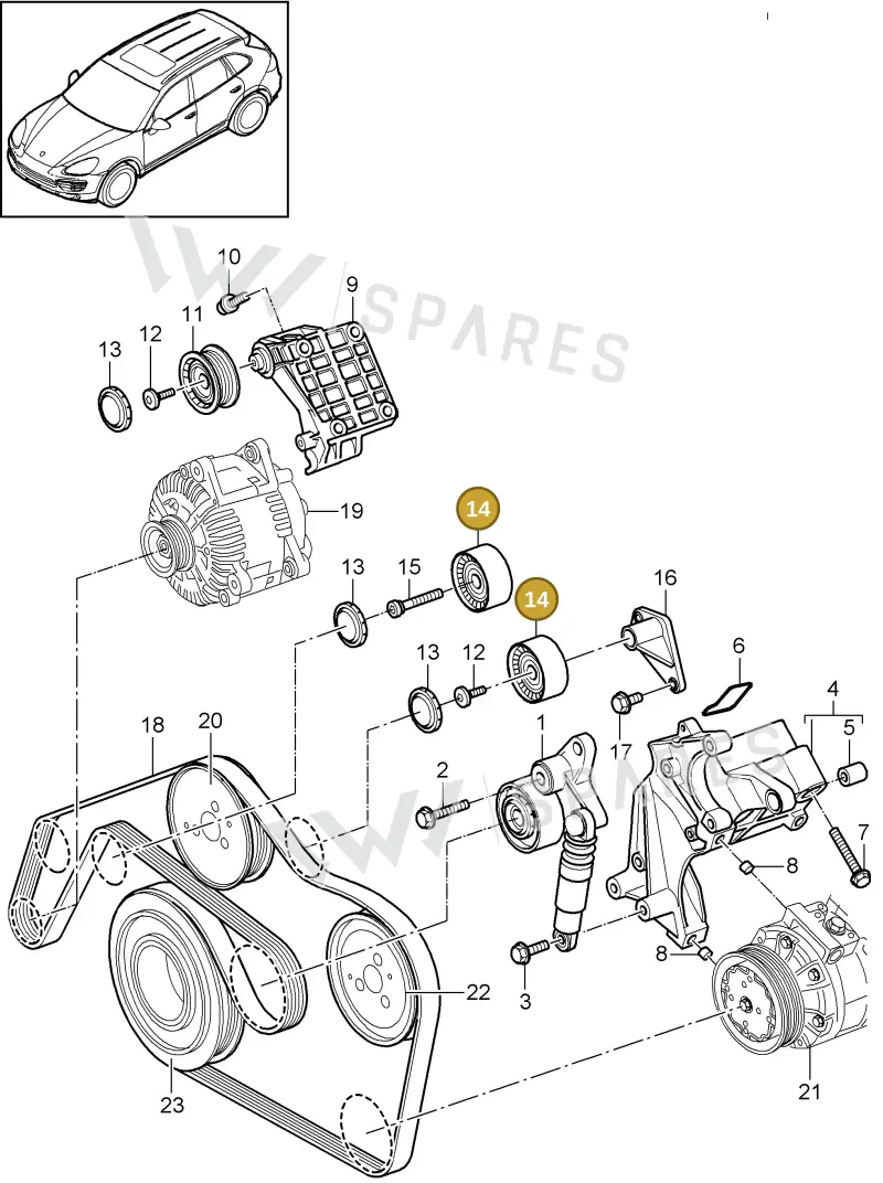 95510211921 Porsche Idler Pulley