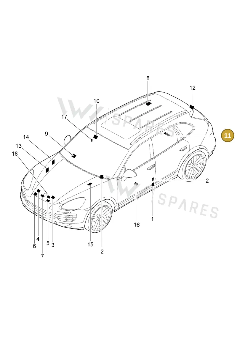 95870168000 Porsche Warning Sign for Hybrid Vehicles