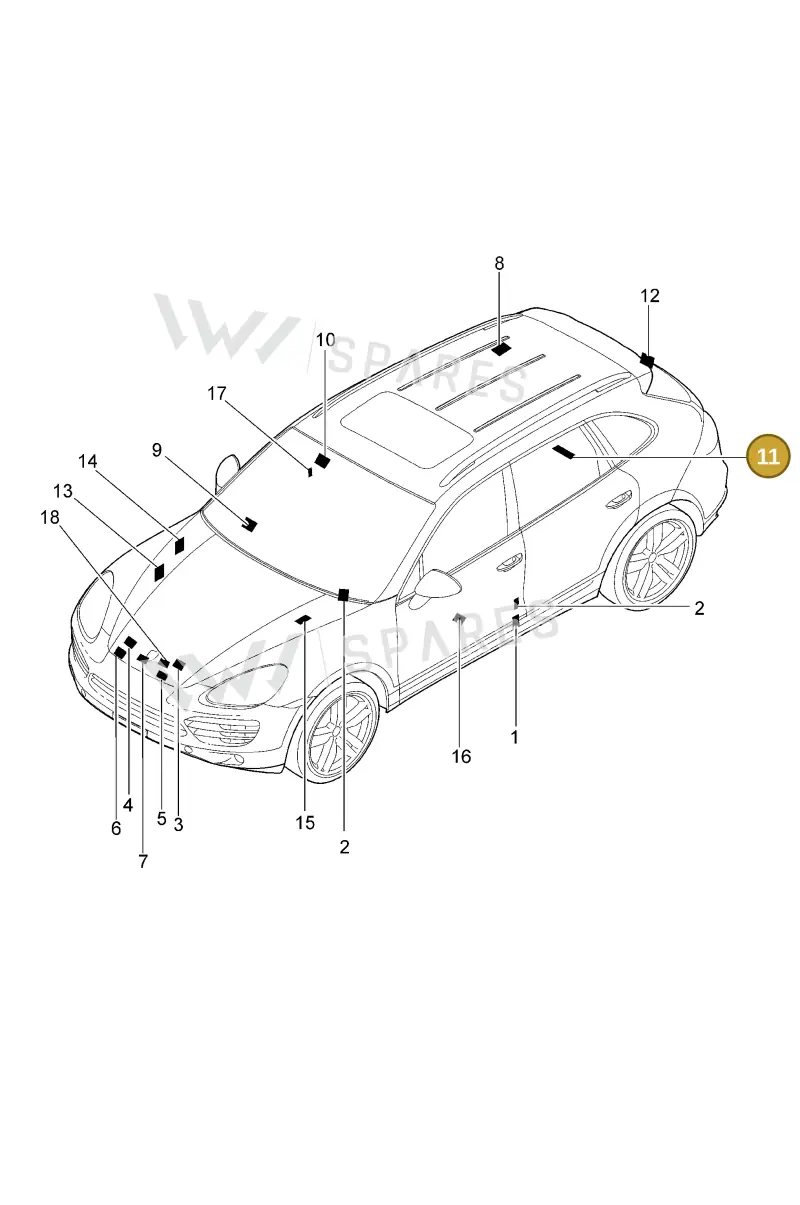 95870168130 Porsche Warning Sign for Hybrid Vehicles