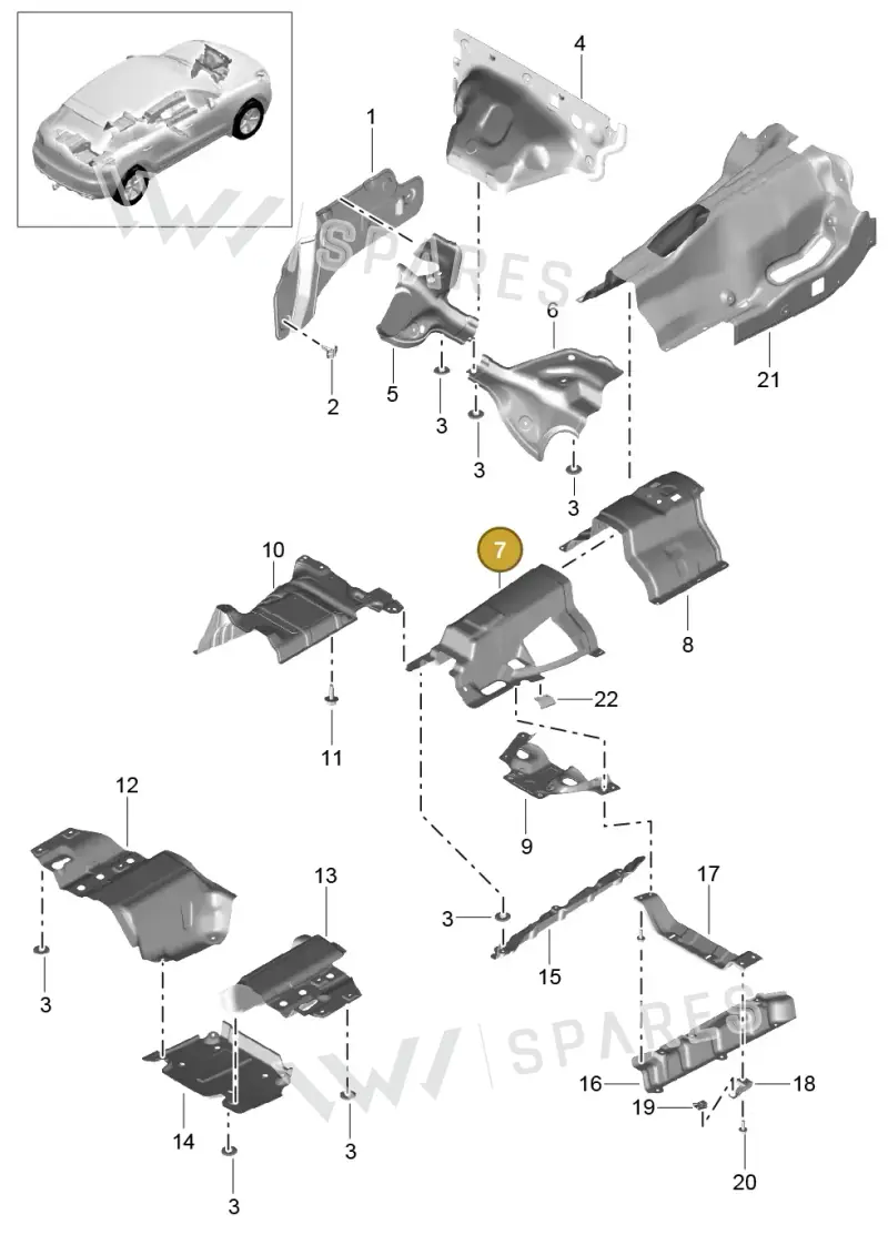 95B804160 Porsche Heat Shield for Tunnel