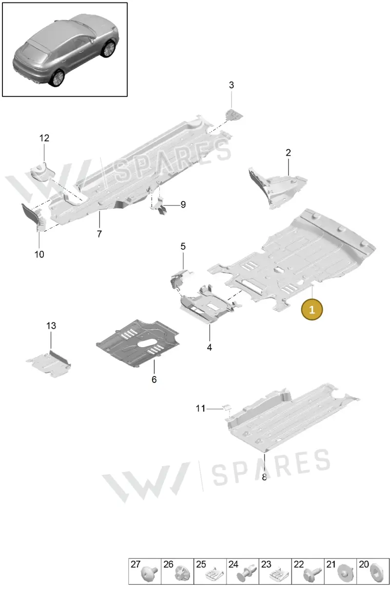 95B863821F Porsche Underbody Trim