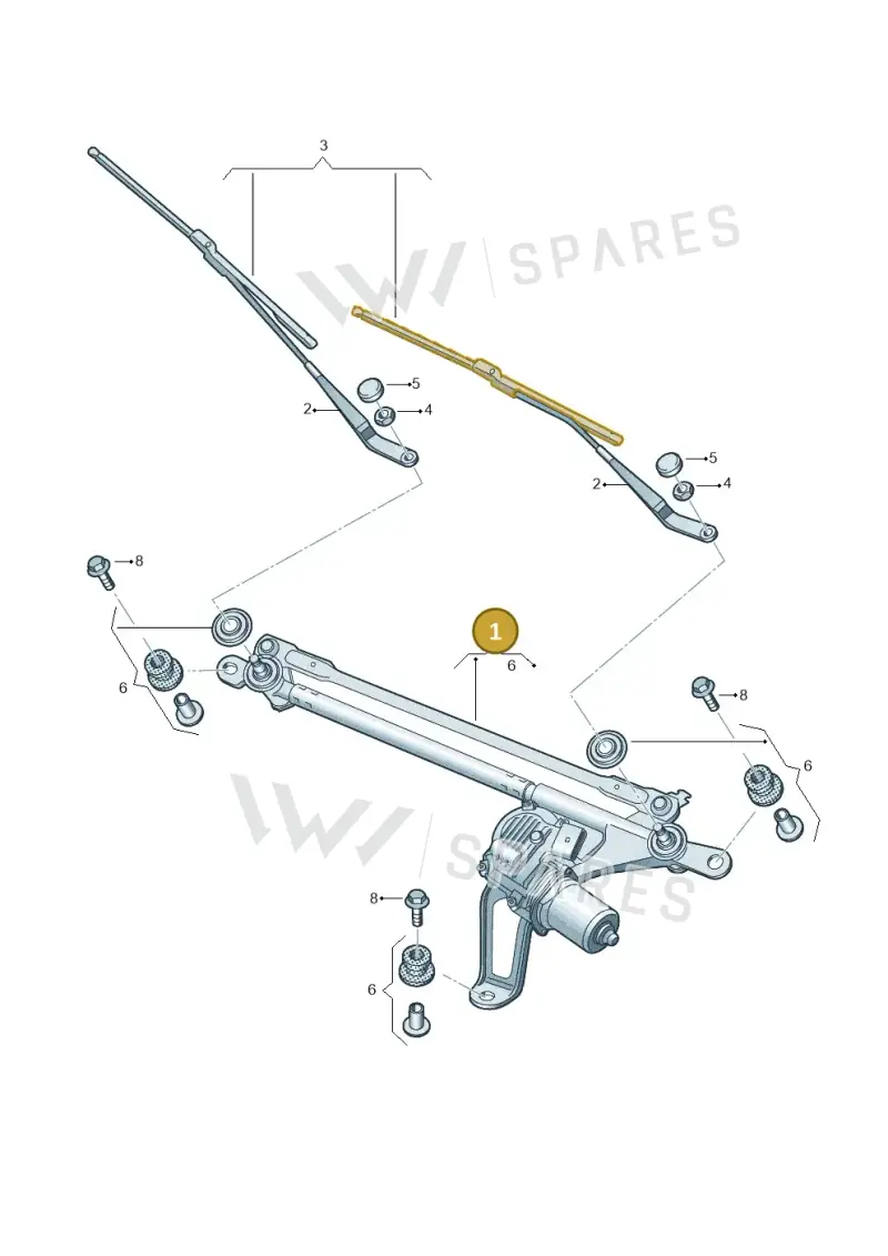 95C955023AE Porsche Window Wiper Mounting with Wiper Motor