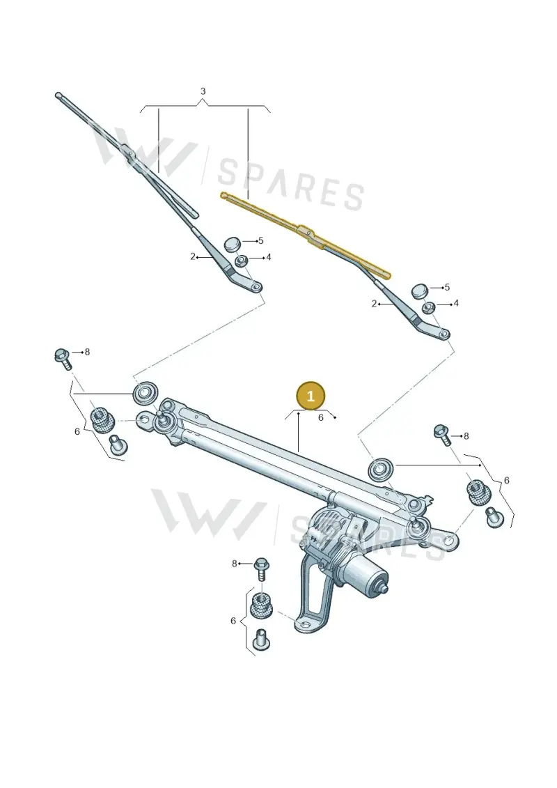 95C955023AG Porsche Window Wiper Mounting with Wiper Motor