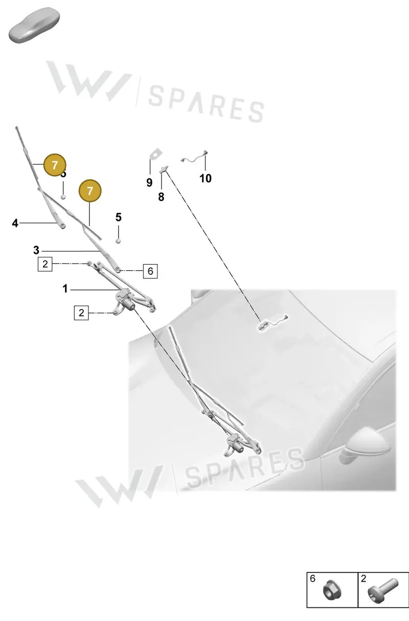 95C955329 Porsche 1 Set: Wiper Blades