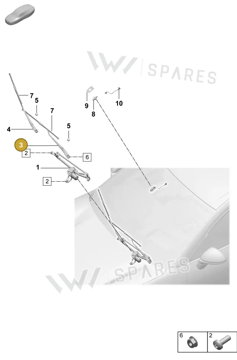95C955409B Porsche Wiper Arm