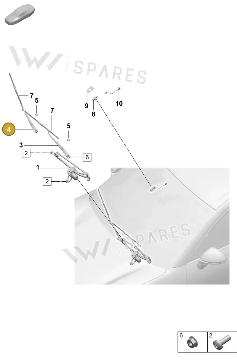 95C955410 Porsche Wiper Arm