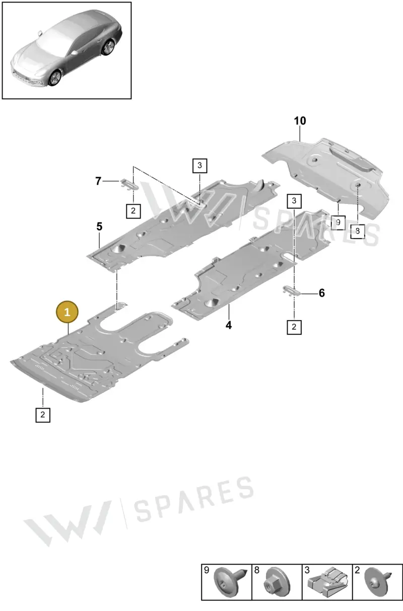 971825311J Porsche Underbody Trim
