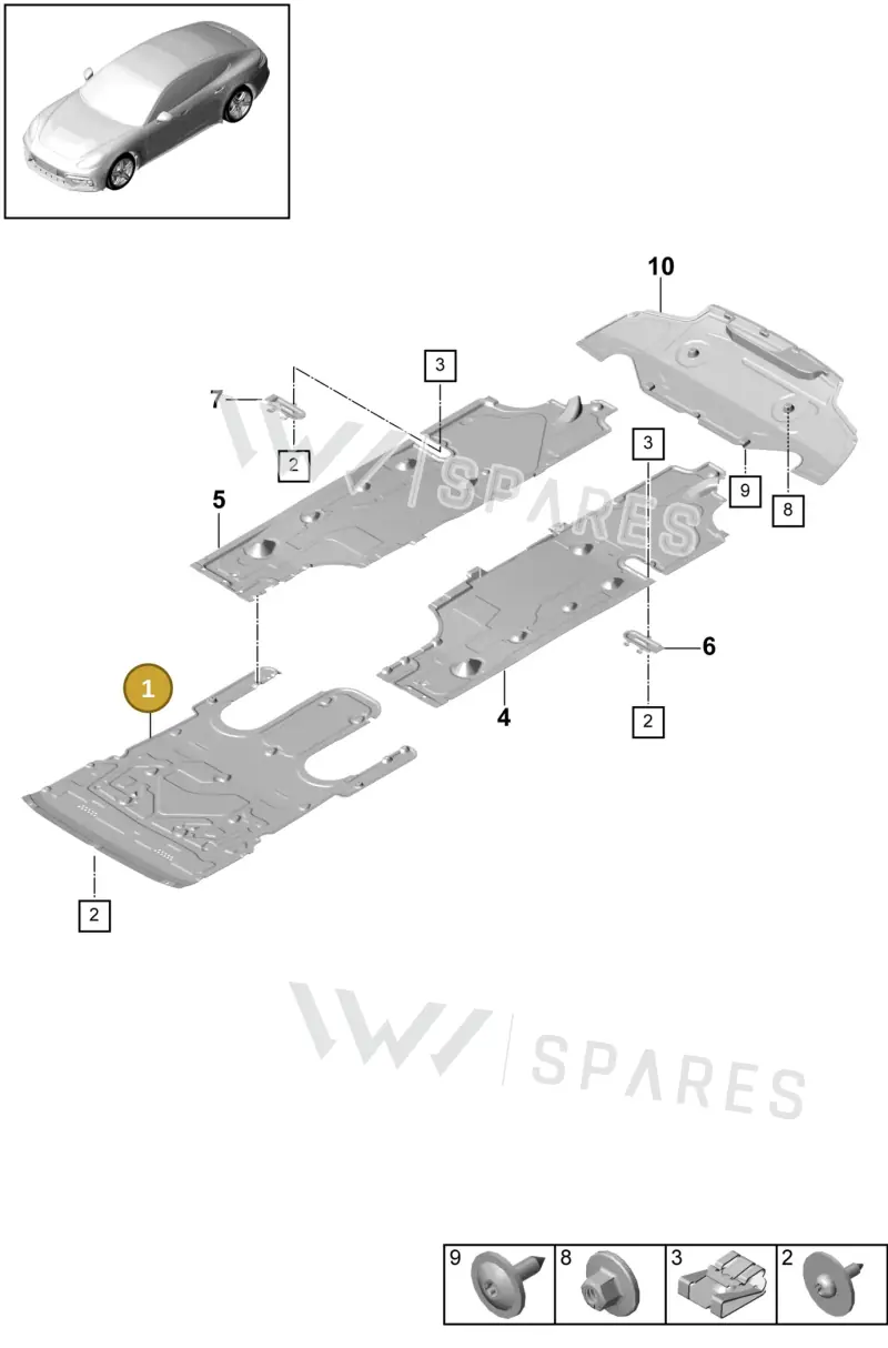 971825311K Porsche Underbody Trim
