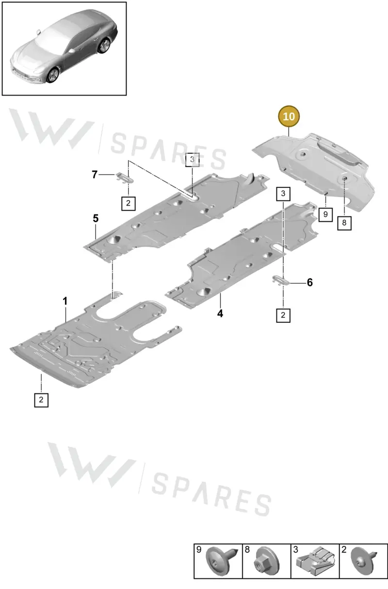 971825505A Porsche Underbody Trim