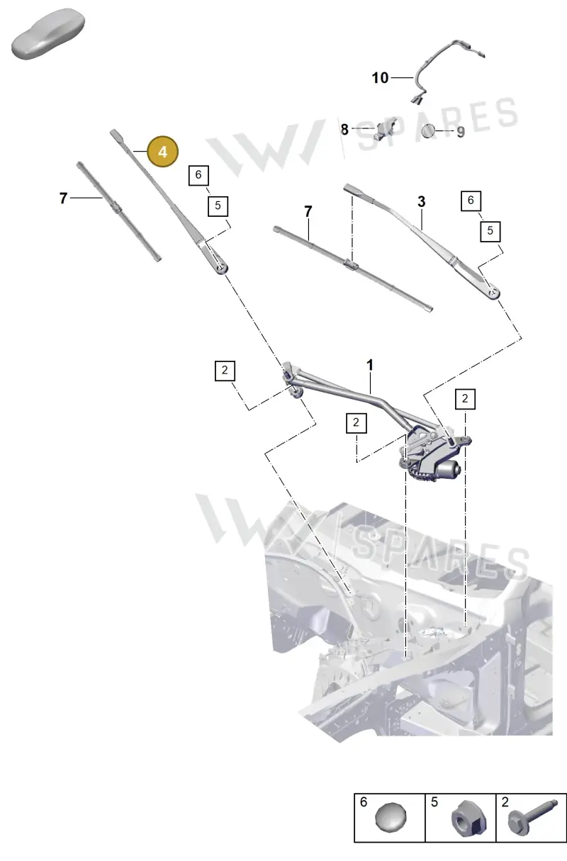 971955410 Porsche Wiper Arm