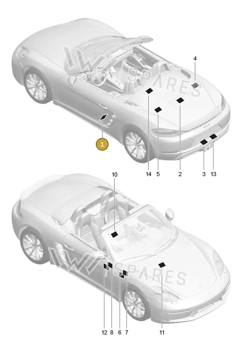 982010000A Porsche Data Plate for Tyre Pressure