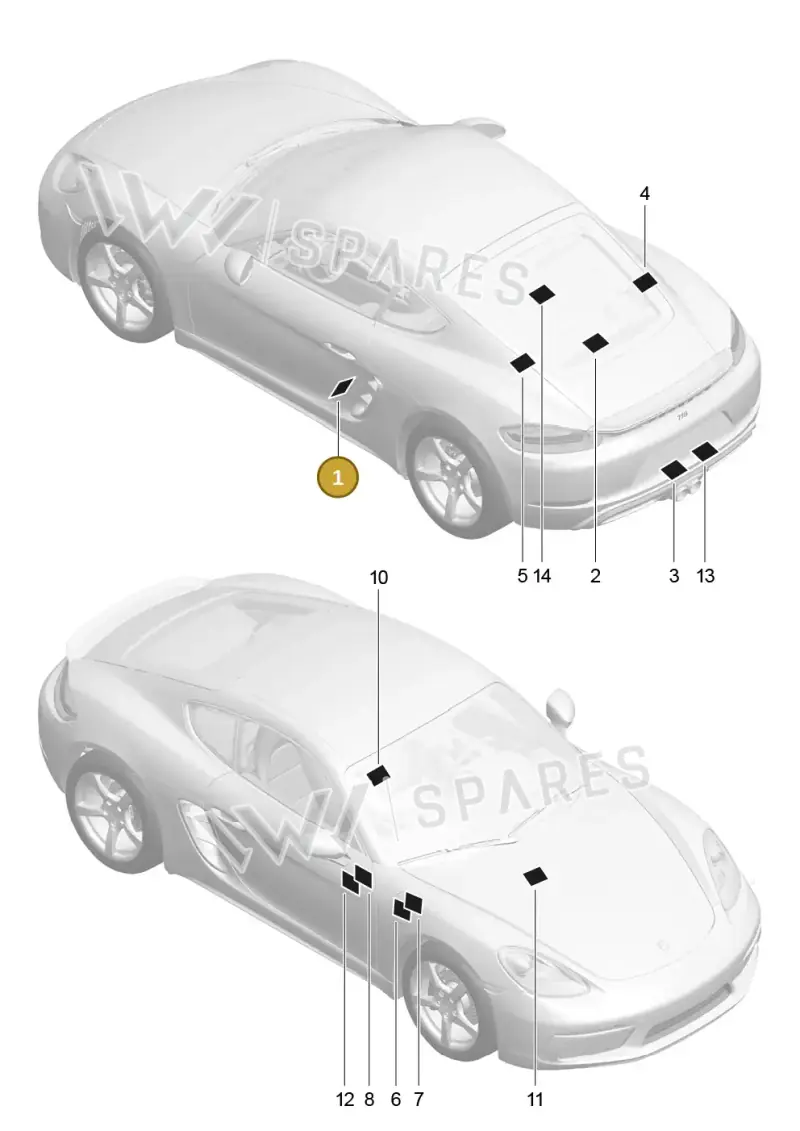 982010000E Porsche Data Plate for Tyre Pressure
