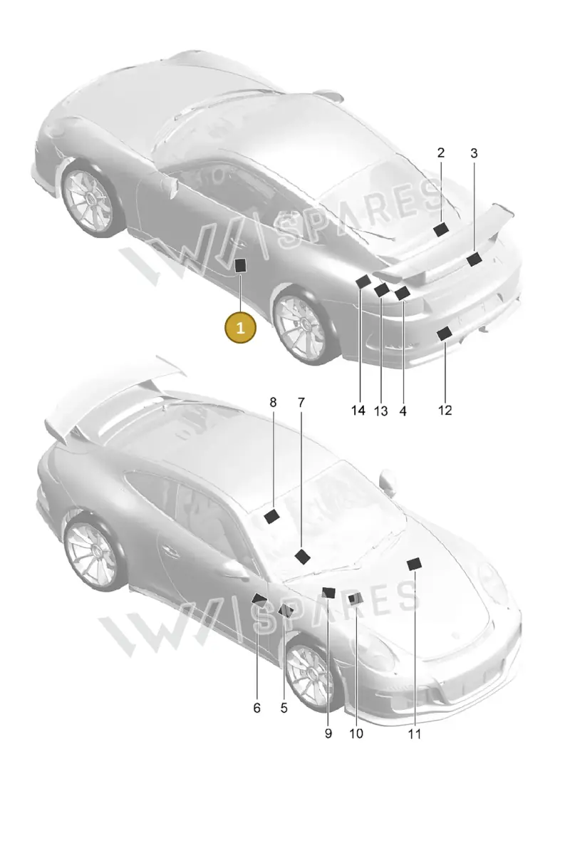 9917012861G Porsche Data Plate for Tyre Pressure