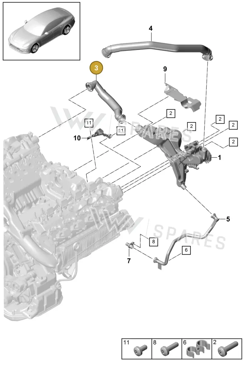 9A710321130 Porsche Breather Line