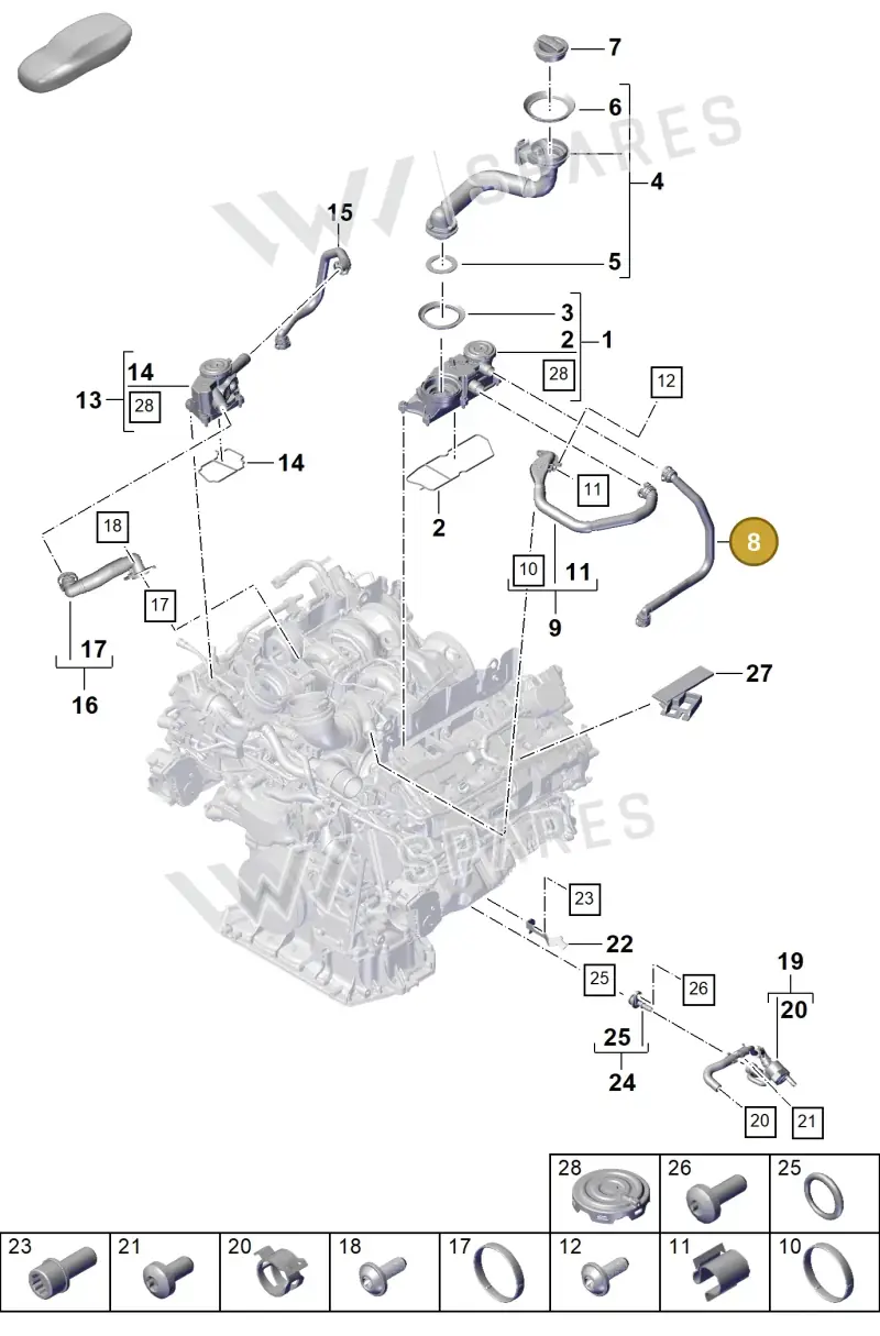 9A710328200 Porsche Breather Line