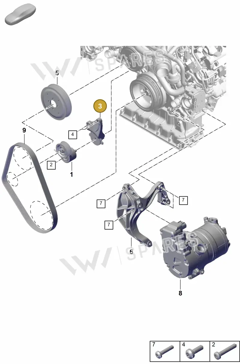 9A790341708 Porsche Bracket for Idler Pulley