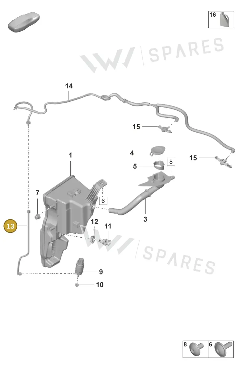 9GT955673 Porsche Hose Line for Washer Water