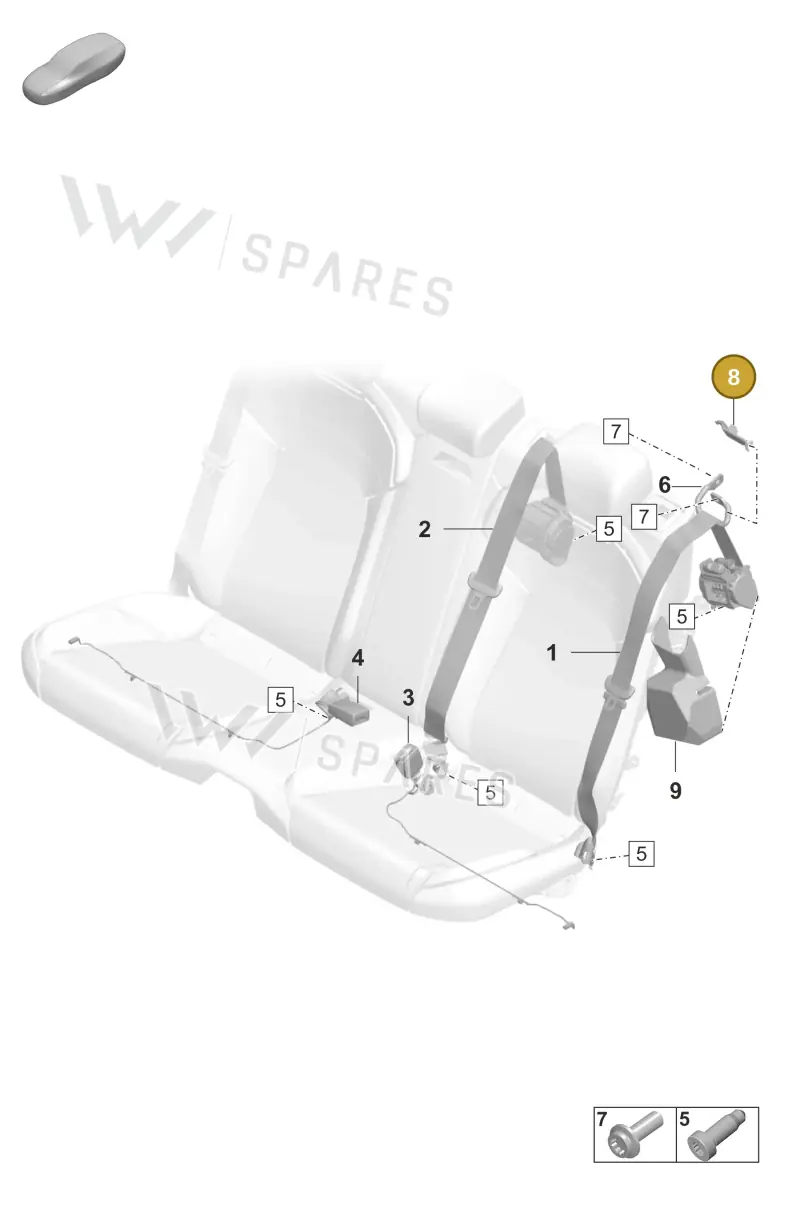 9J0857781B Porsche Seat Belt Guide