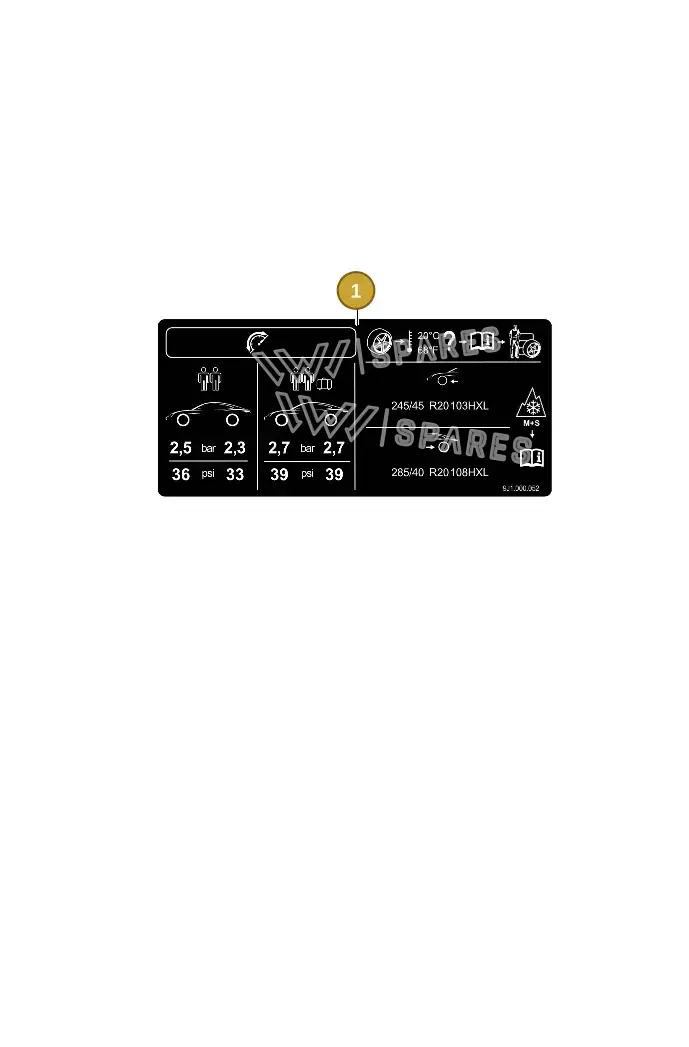 9J1010052 Porsche Data Plate for Tyre Pressure