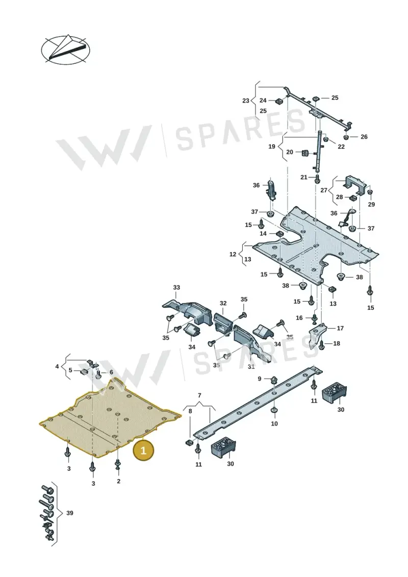 9J1825311C Porsche Underbody Trim