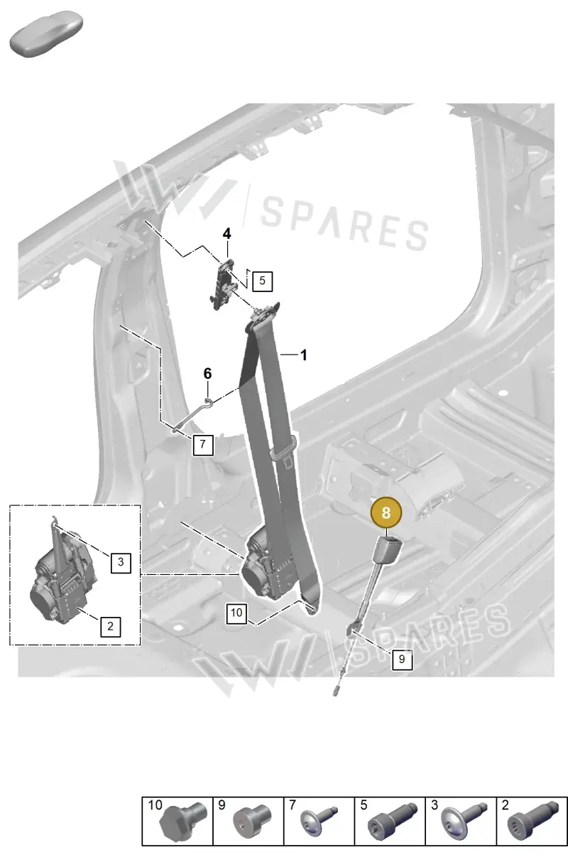 9J1857755D Porsche Belt Latch