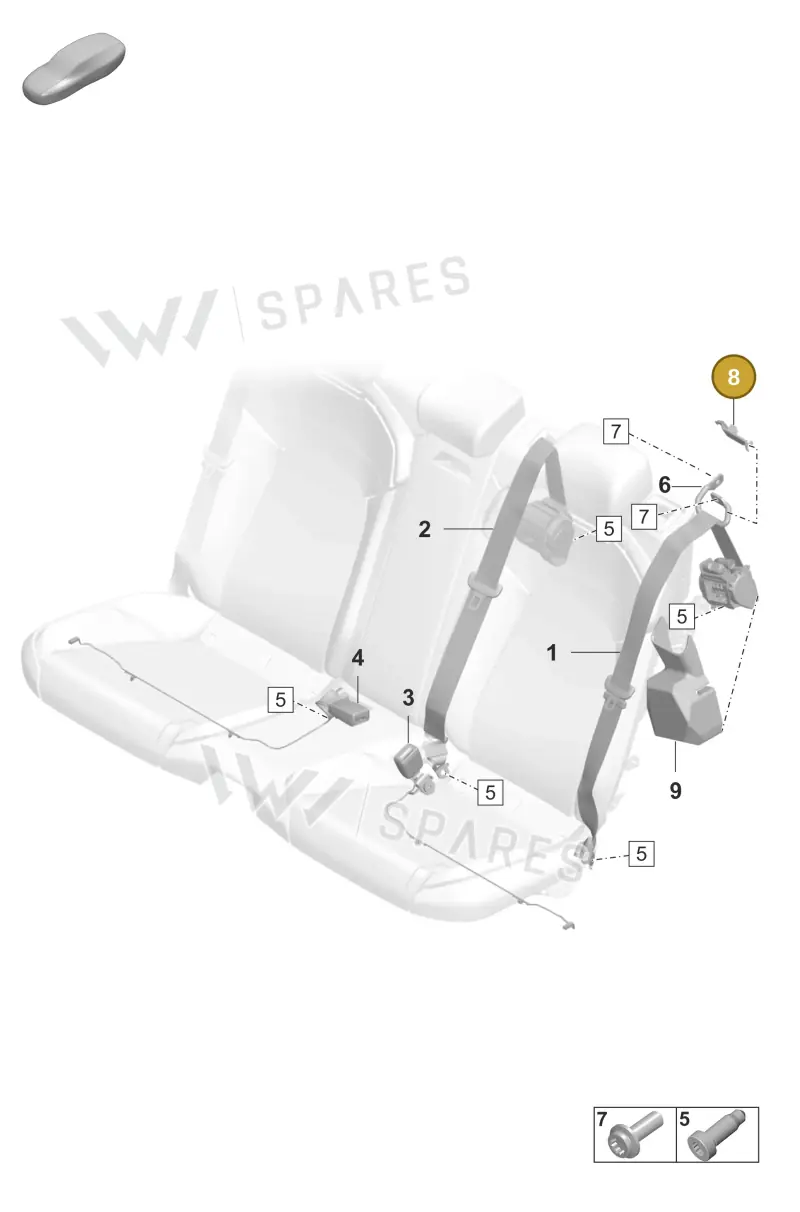 9J1857782A Porsche Seat Belt Guide
