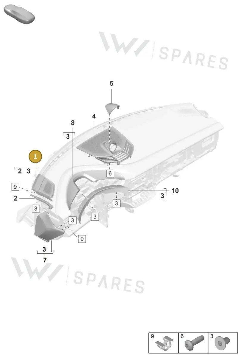 9J1868148AOU6 Porsche Loudspeaker Trim (Slate Grey OU6)