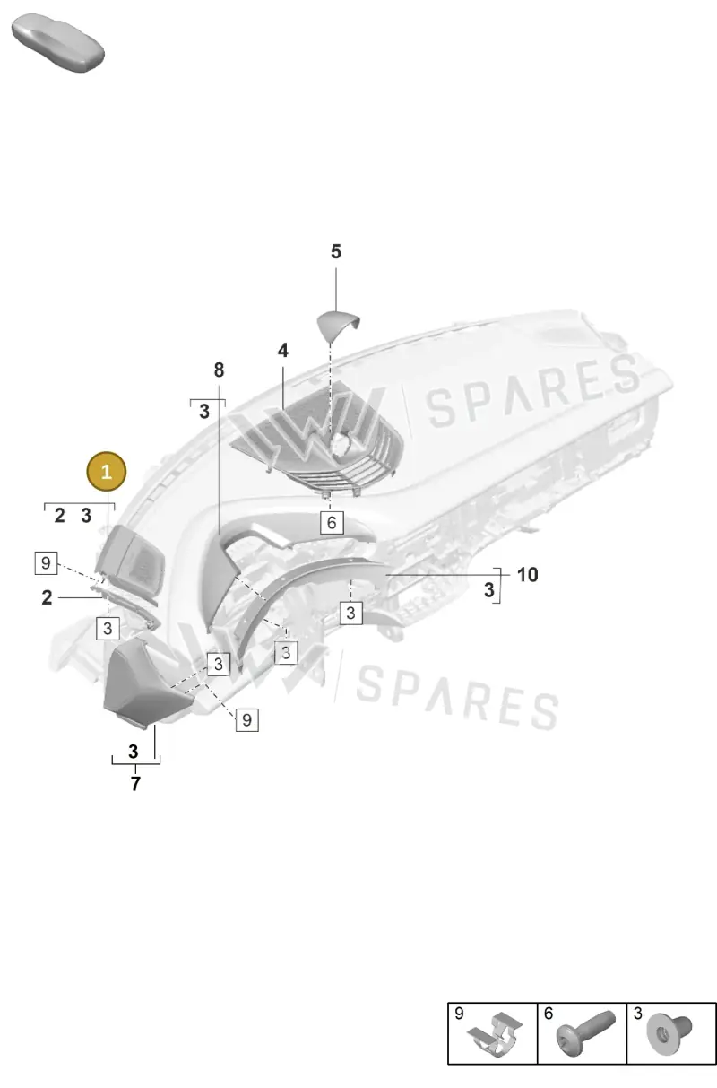 9J1868148OU6 Porsche Loudspeaker Trim (Slate Grey OU6)
