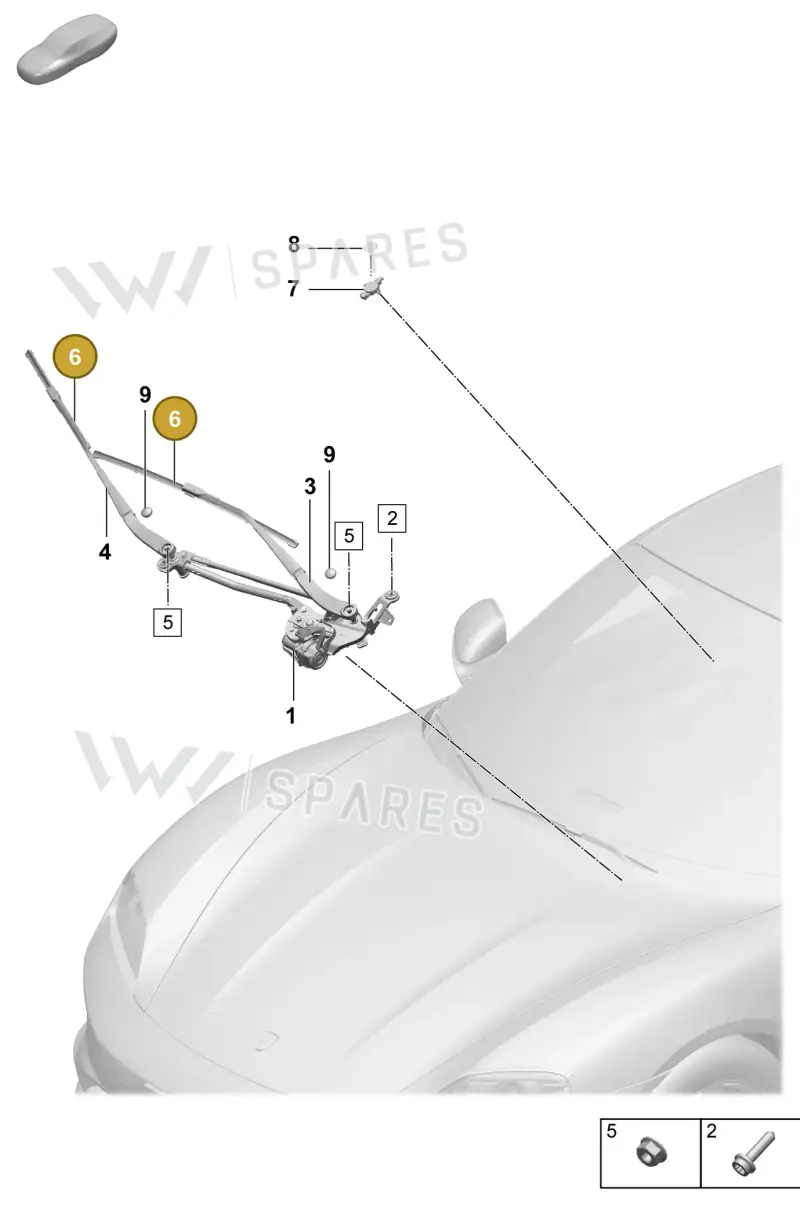 9J1955425DY Porsche 1 Set: Wiper Blades
