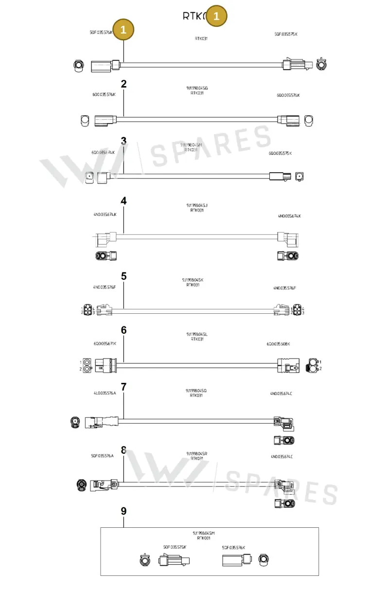 9J1998045F Porsche Repair Set for Aerialwires