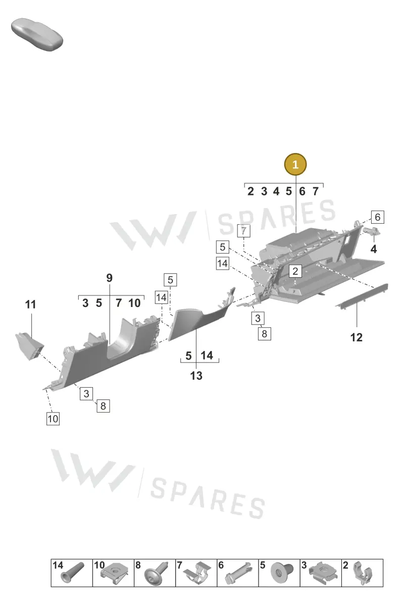 9JA857095HA11 Porsche Glove Box (Black A11)